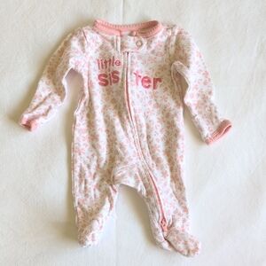 child of mine preemie baby floral cotton 2-way zipper footie sleeper pajamas